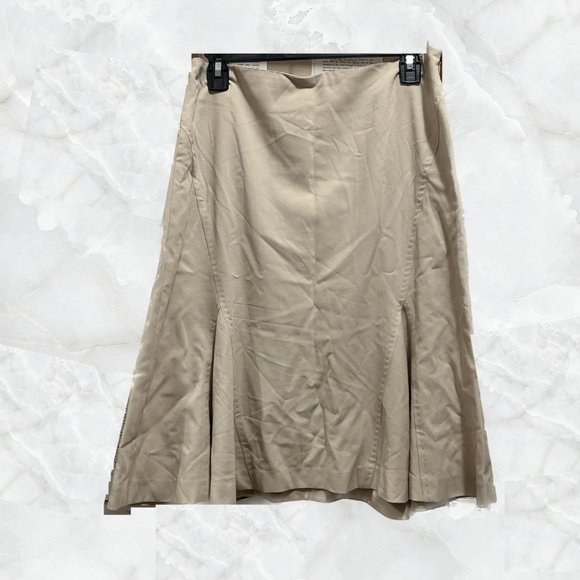 Bandolino Skirts Beige Straight Coastal Classic Boho Midi Skirt